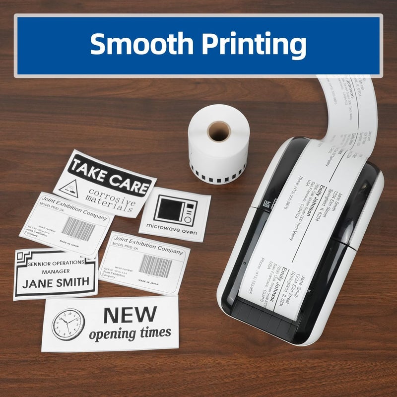 Anycolor DK-2205 Replace for Brother DK2205 (2.4 in x 100 ft) White Paper Label Maker Tape, Continuous Labels Use for Brother QL-800 QL-720NW QL-810W QL-820nwb Printer - 6 Rolls + 1 Frame - Image 4